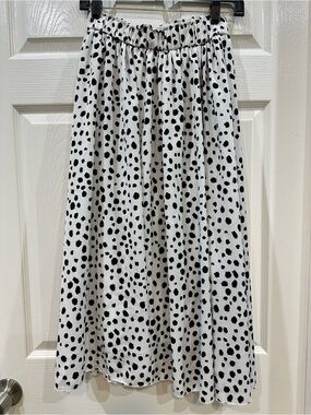 Black & White Dalmatian Print Midi Skirt